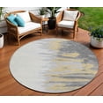 thumbnail image 1 of HomeRoots 601214 8 ft. Gray, Charcoal & Tan Round Abstract Washable Indoor & Outdoor Area Rug, 1 of 5