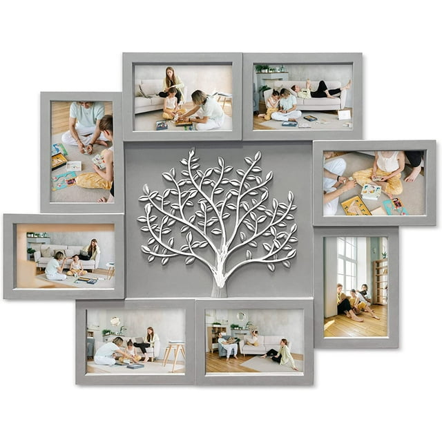 8 Gray Picture Collage Frames for Wall 4x6 Photo Frame Collage with