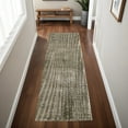 8' Green And Tan Abstract Runner Rug - Walmart.com