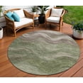 thumbnail image 1 of HomeRoots 618168 8 ft. Green & Taupe Round Abstract Washable Indoor & Outdoor Area Rug, 1 of 5