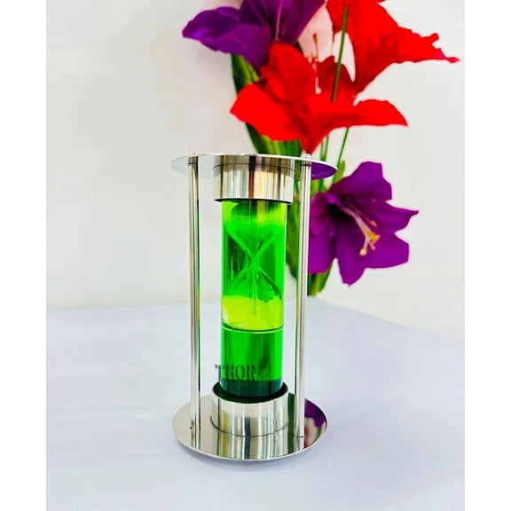 8" Green Liquid Sand Timer Hourglass | Vintage Classic Art Home Decor & Gift | Best Gifts for Son, Father, and Student Collectible
