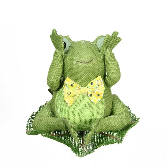 8" Green Yellow and White Decorative Sitting Frog Spring Table Top Decoration