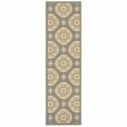 thumbnail image 1 of 8' Grey Gold Floral Medallion Discs Indoor Outdoor Area Rug Runner Rug, 1 of 6