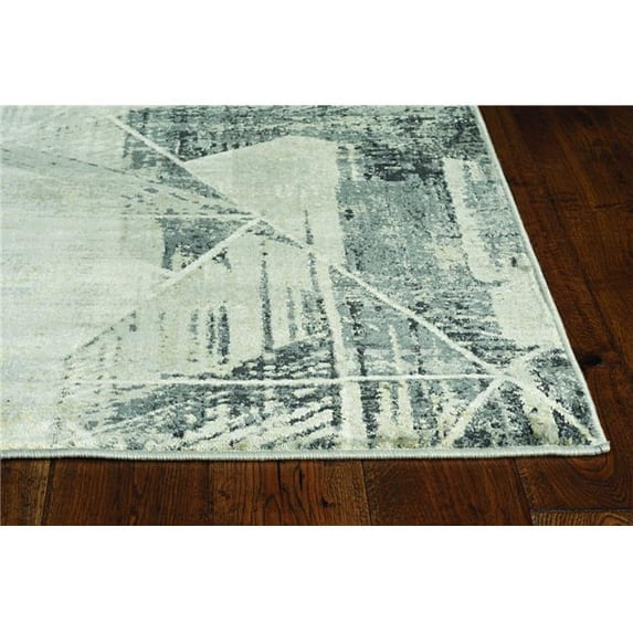 8' Grey Machine Woven Abstract Geometric Indoor Runner Rug