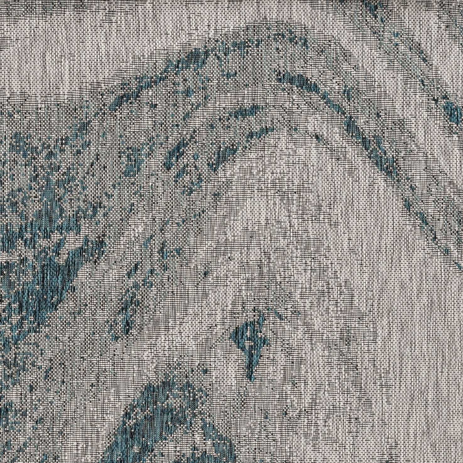 8' Blue Grey Machine Woven Uv Treated Animal Print Indoor Outdoor Round Area Rug