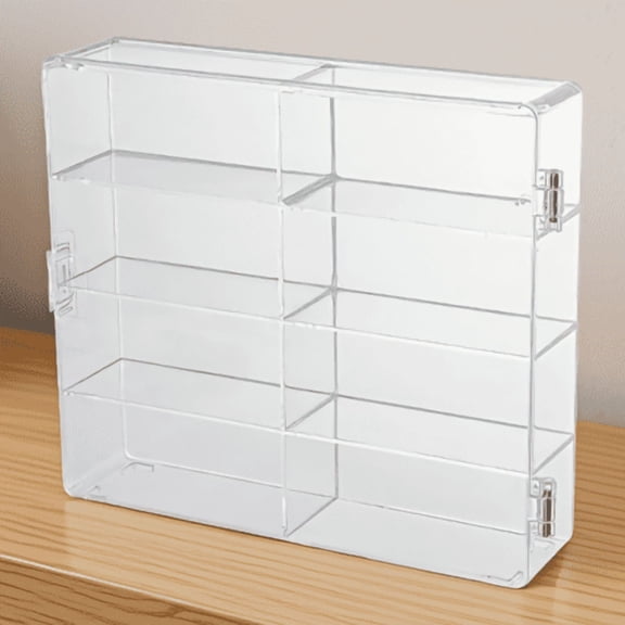 8-Grid Display Case for 1:64 Diecast Cars, Transparent Stackable Wall Mount Storage Organizer, Clear