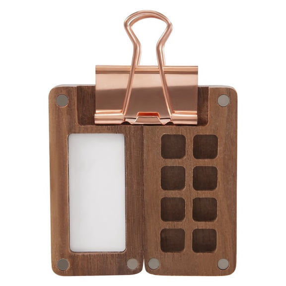 ckepdyeh 8 Grid Portable Sketchbook Palette, Wooden Colour Palette Box, Mini Travel Paint Tray Box with a Clip (Without Paint) Sketchbook Palette