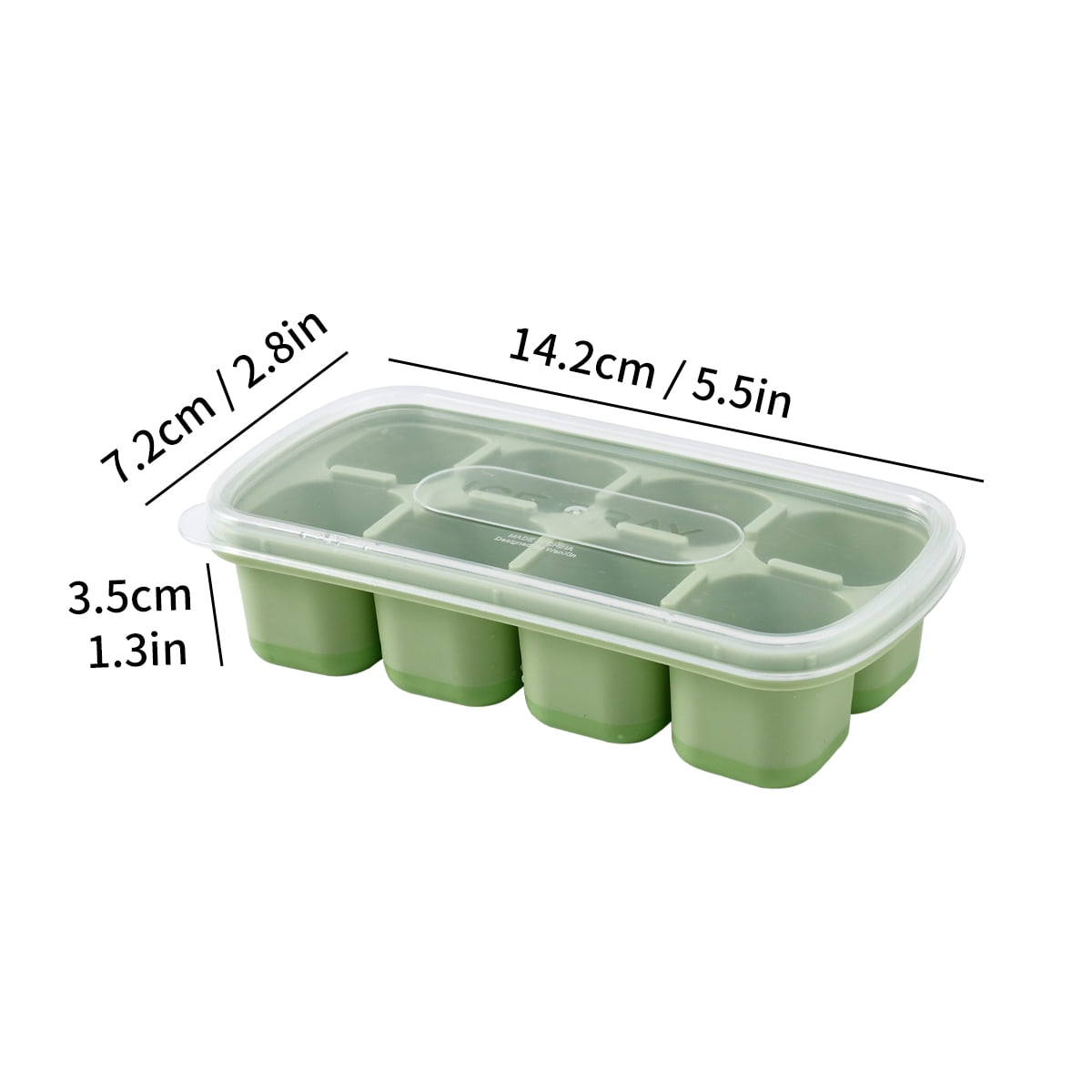 8-Grid Reusable Ice Cube Tray with Lid, Silicone Ice Mold for Bar Tools, Ice Maker for Kitchen Refrigerator Storage