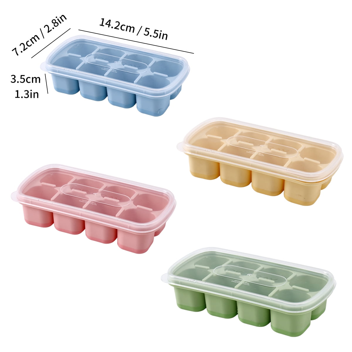 8-Grid Reusable Ice Cube Tray with Lid, Silicone Ice Mold for Bar Tools, Ice Maker for Kitchen Refrigerator Storage