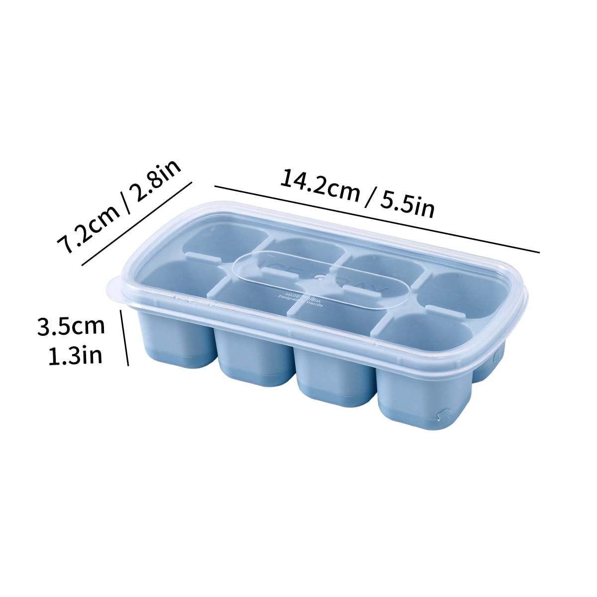 8-Grid Reusable Ice Cube Tray with Lid, Silicone Ice Mold for Bar Tools, Ice Maker for Kitchen Refrigerator Storage