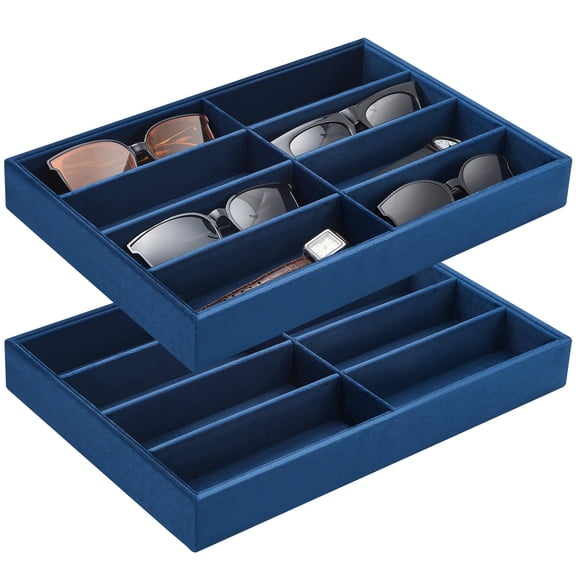 8 Grids Navy Blue Stackable Sunglasses Storage Tray