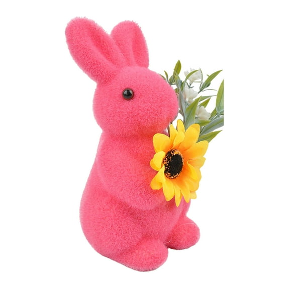 8"H Foam Rabbit Statue Bunny with Sunflowers Sculpture Outdoor Statues Indoor Decor Animal Ornament for Home Garden Lawn Yard Patio Balcony Gifts Birthday Easter Housewarming Christmas