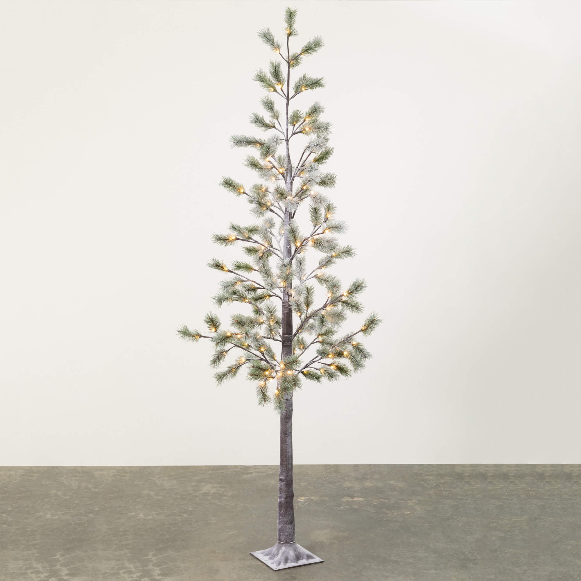 8'H Sullivans Lit Snowy Pruned Pine Tree, Multicolored