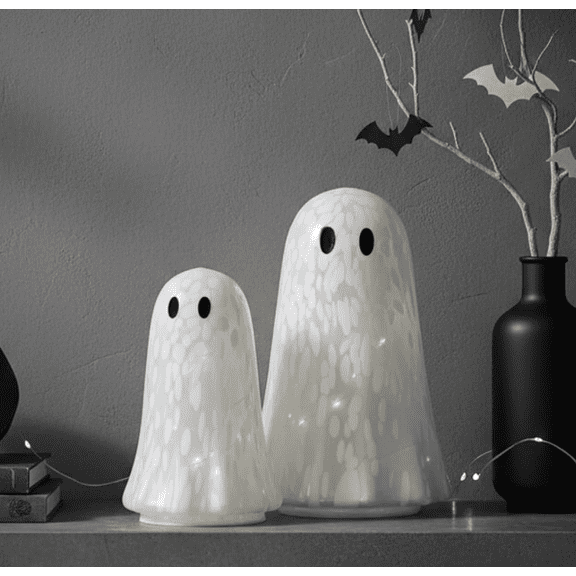 8''  Halloween Confetti Ghost Table Light Set, Cute Ghost Light up for Halloween Party Tabletop Kitchen Counter Fireplace Mantle Home Decoration