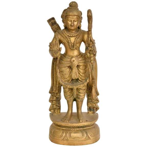 8" Handmade Brass Shri Rama Statue for Puja Altar and Home Dcor