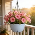 thumbnail image 1 of 8" Hanging Planter Basket with Metal Chain, Self-Watering Flower Pot with Drainage Net & Protection, Indoor Outdoor Hanging Basket for Plants, Easy Care Side Watering Hole, 1PK, 1 of 7