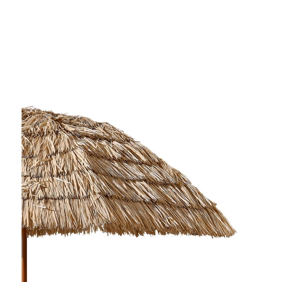 8' Hawaiian Tiki Umbrella - Brown Thatched Patio Shade with Tilt Mechanism, Beach & Poolside Umbrella
