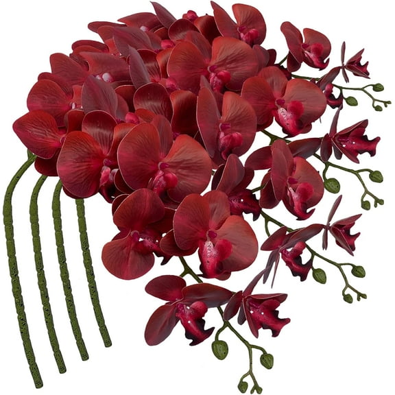 8 Heads Artificial Phalaenopsis Flowers 4Pcs Artificial Orchid Flowers 29 inch Stem Plants for Home Office Wedding Décor