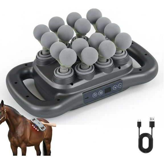 8 Heads Horse Massage Gun, Equine Percussion Massager, Deep Tissue Horse Recovery Tool, Red Light Heat Therapy, Quiet Adjustable Intensity Muscle Relaxation for Equine Wellness