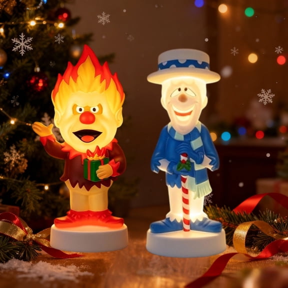 8" Heat Miser Retro Lighted Figure, Blow Mold Illuminated Festive Sculpture, Collectible Cartoon Decor For Office Counters, Backyard Lawn And Mid-Year Holiday Gatherings