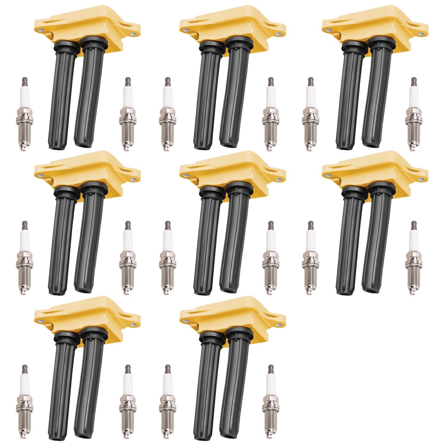 8 Heavy Duty Ignition Coils and 16 Iridium Spark Plugs Compatible with