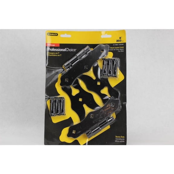 8" Heavy Duty Ornamental Tee Gate Hinges Stanley T-Hinges 61-1843 Black Steel