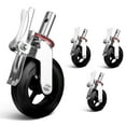 thumbnail image 1 of 8 Inch Locking Caster Wheels, Dual Safety Brake Control, 13" Height Steel Core, Silver Finish, Set of 4, for Workshop Carts, Logistics Equipment​, 1 of 7