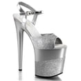 thumbnail image 1 of 8" Heel, 4" PF Ankle Strap Sandal - Slv Gltr/Slv-Gltr, 11, 1 of 2
