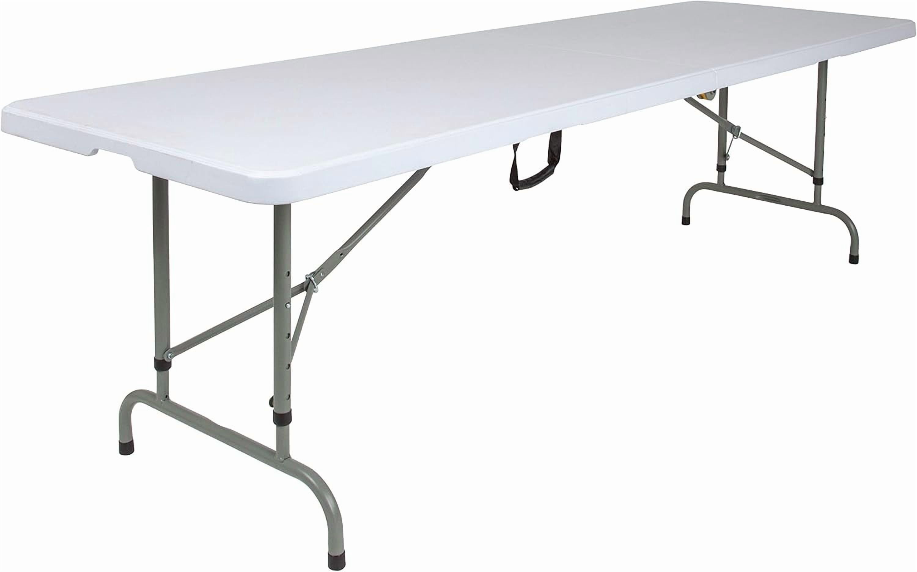 8' Height-Adjustable Rectangular Bi-Fold Plastic Folding Table, Long ...