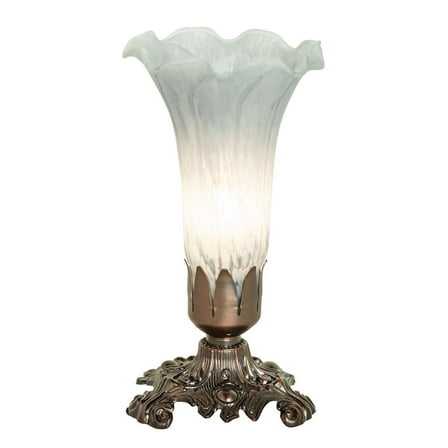 8" High Gray Tiffany Pond Lily Accent Lamp