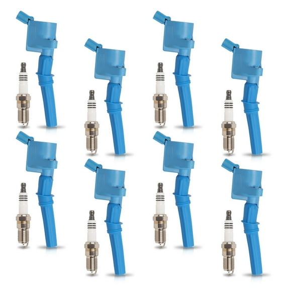 8 High Performance Ignition Coils and 8 Platinum Spark Plug Compatible with Ford F-150 E-150 FD503