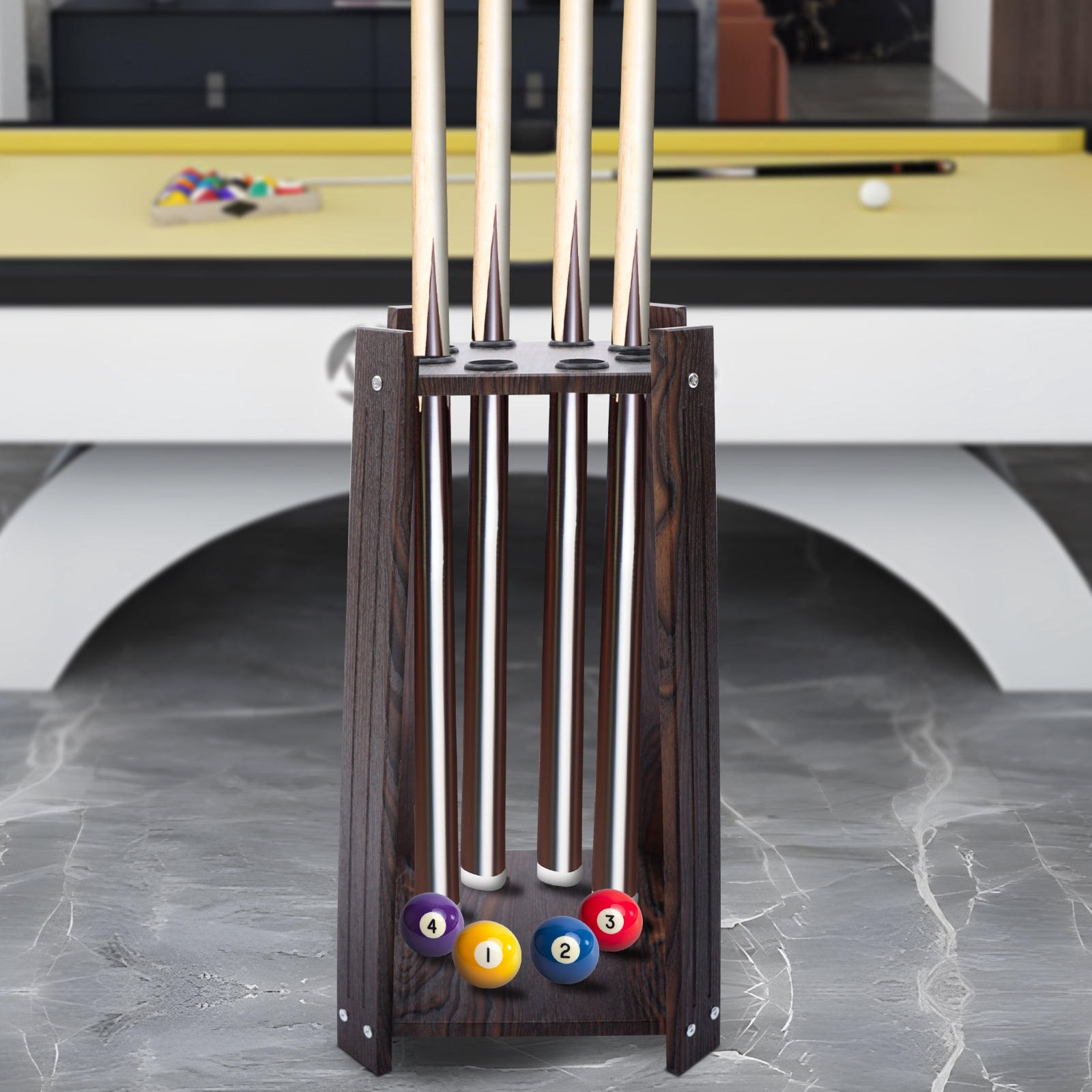 8-Hole Billiard Cue Rack Wood Multifunctional Pool Stick Stand Holder ...