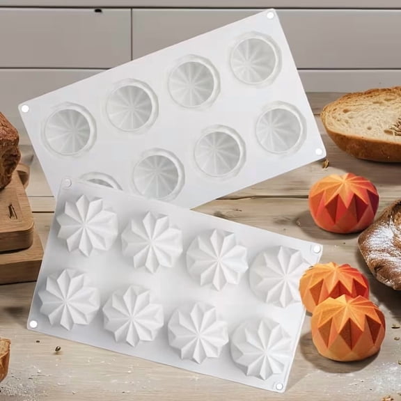 8-Hole Gem-Shaped Silicone Mold for Pudding, Mousse, Chocolate - Food-Grade Baking Tool for Oven, Microwave & Freezer