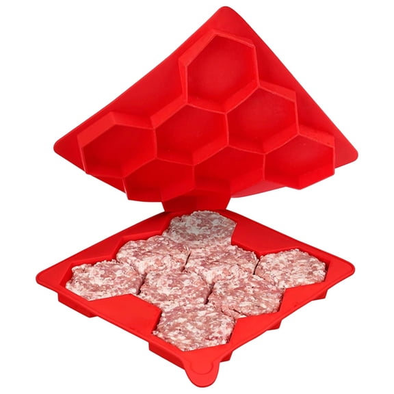 8 Hole Silicone Hamburger Press Mold Non Stick Burger Patty Maker Freezer Container Kitchen BBQ Food Shaper Meal Prep