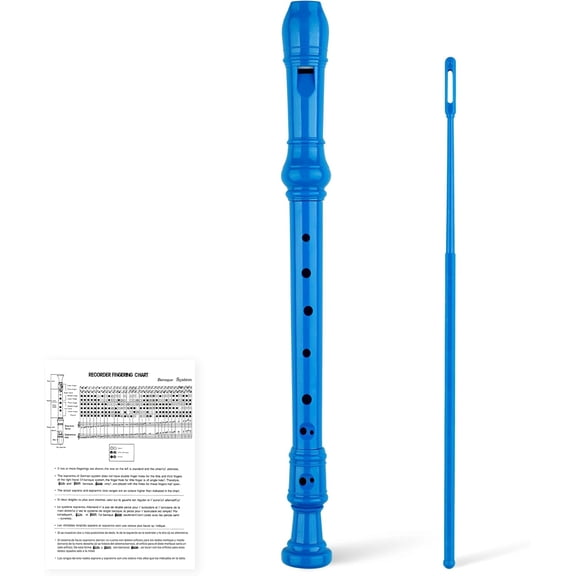8-Hole Soprano Descant Recorder Baroque Style Kids Music Flute with Cleaning Rod & Case Bag for School Student Home Entertainment - Royal Blue