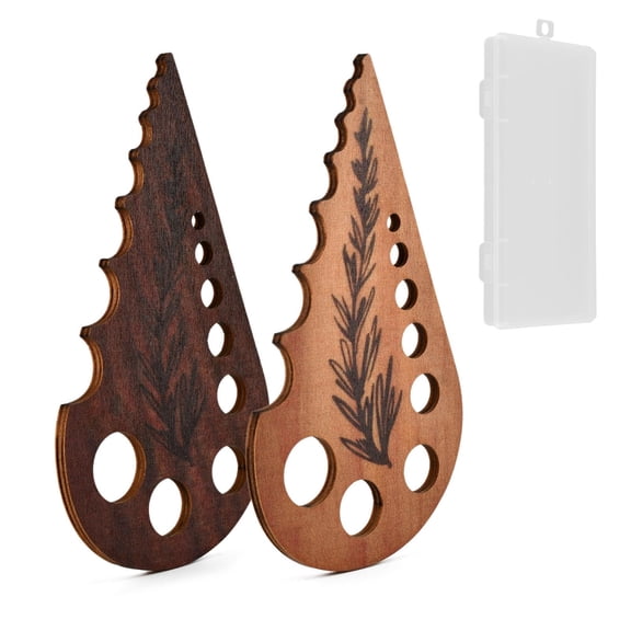 8 Hole Wooden Herb Stripper, Vegetable Leaf Separator, Herb Stem Stripper Chopper Tool Supplies with Storage Case, Quick Leaf Stripping Kitchen Gadget for Kale, Rosemary, and Basil