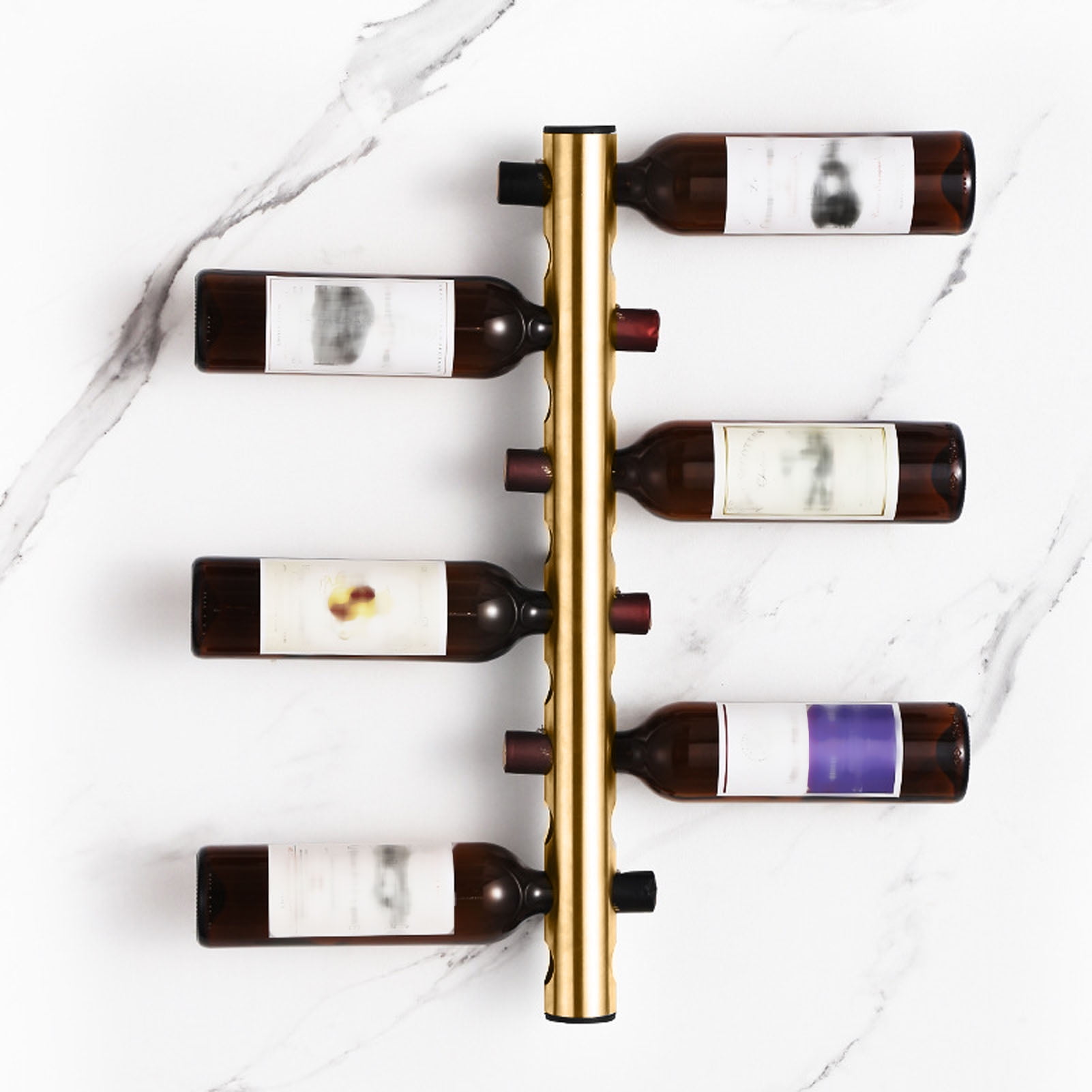 8 Holes Stainless Steel Wall Mounted Wine Rack Wall Bar Wine Bottle ...