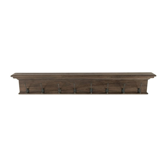 Home Wall Decorative Antique Brass Hardware 8 Hook Coat Rack - Gray Brown
