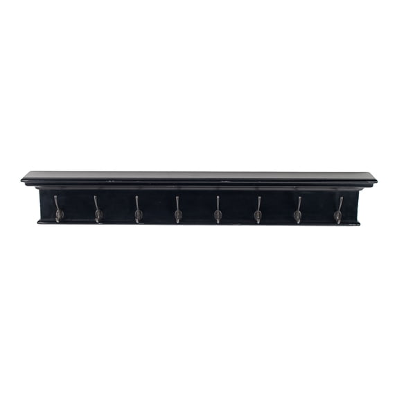 Home Wall Decorative Antique Brass Hardware 8 Hook Coat Rack, Black