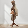 thumbnail image 1 of 8 Hooks Coat Rack Solid Wood Free Standing Coat Rack with Tree-Shaped Coat Rack 3 Height Options for Clothes Hats Bags for Living Room Bedroom Home Office Dark Walnut, 1 of 8