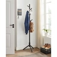 thumbnail image 1 of 8 Hooks Solid Wood Coat Rack Free Standing Coat Rack Tree-Shaped Coat Rack for Living Room Bedroom Black, 1 of 9