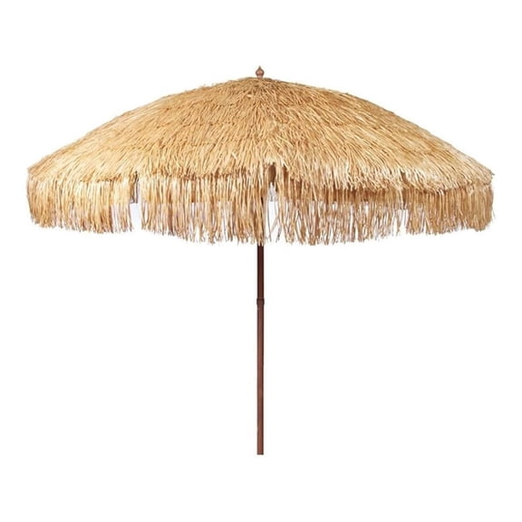 8' Hula Thatched Tiki Umbrella Natural Color,1.5 inch dia. Aluminium Pole,16 pcs Fiberglass Ribs, Plastic Straw Umbrella Canopy,Sun Protection UPF50+, Fabric Carry Bag Included