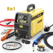 HIZONE 8 IN 1 Aluminum Welder, 200A 120/240V Gas Gasless Flux Core MIG/Stick/Lift TIG/Spot Welding/Spool Gun Welding Machine with Large LCD Display