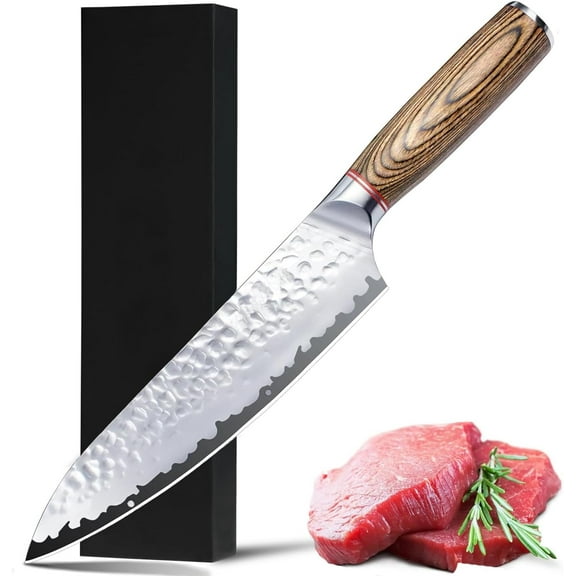 8 IN Chef Knife, Japanese Sharp Kitchen Knife Professional Slicing Knife with Rosewood Handle and Gift Box