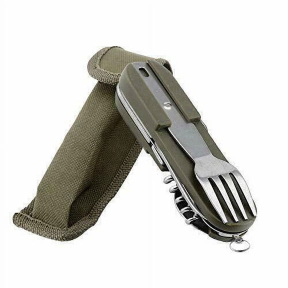 8 In 1 Camping Cutlery Set Folding Tableware Stainless Steel Portable Camping