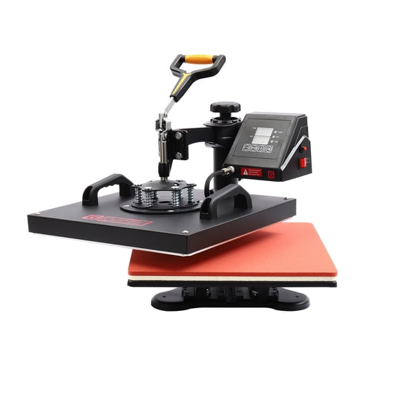 8-In-1 Heat Press Machine 1400W 15x15 Inch Small T Shirt Press with Dual Tube Heating 360 Swing Away Digital for Mugs Plates Hats