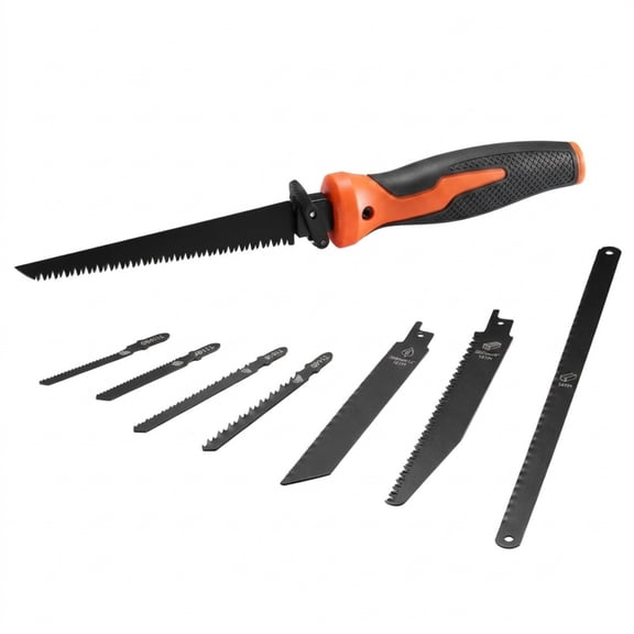 8-In-1 Jab Saw, 6 in Drywall Keyhole Saw with Triple Ground Teeth, Multi-Blade Hand Saw for Wood, Metal and Plastic