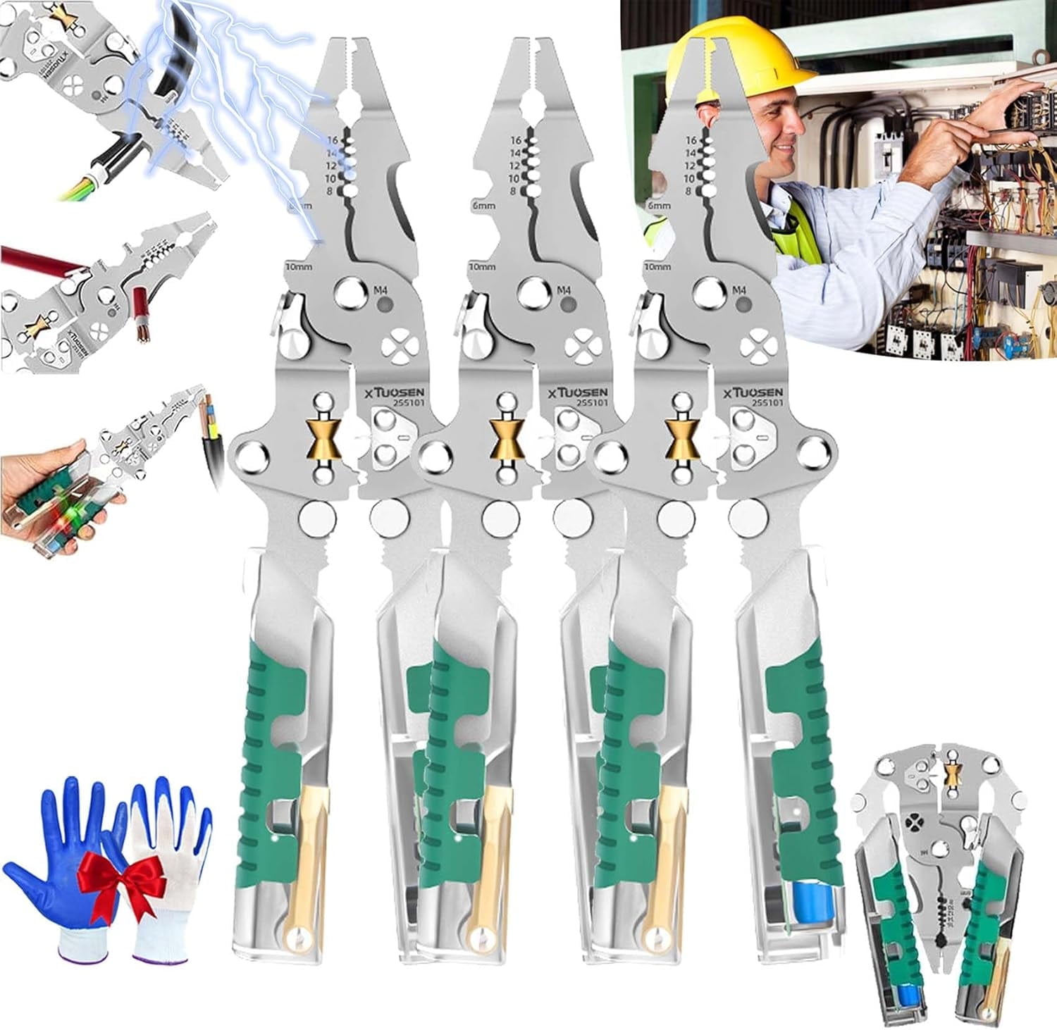 8-In-1 Tool, Tool, 8 In 1 Wire Stripper with Voltage Tester
