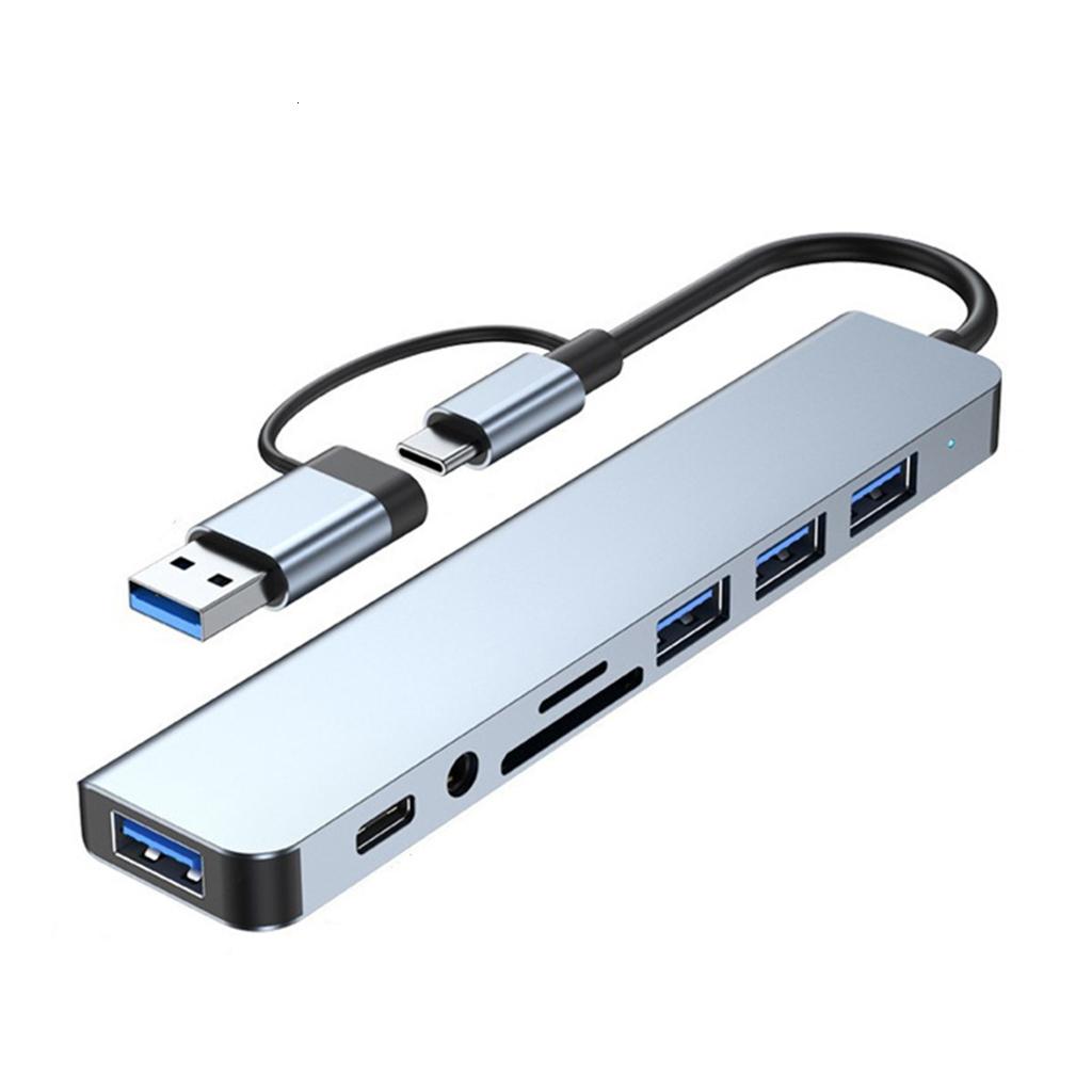 8 In 1 USB C Hub Adapter Including 4 USB Port Small Card Slots 3.5mm ...