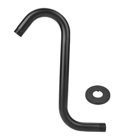 8 In 201 Stainless Steel High Rise S-Curved Shower Extension Arm G1/2" Shower Riser Pipe Bathroom Accessory Black